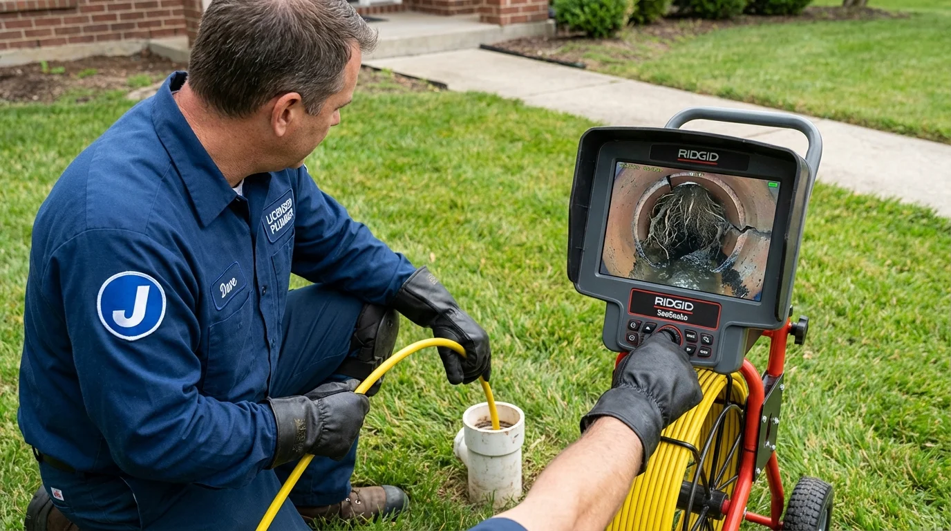Sewer camera inspection being performed by Johns Plumbing LLC in Raymore